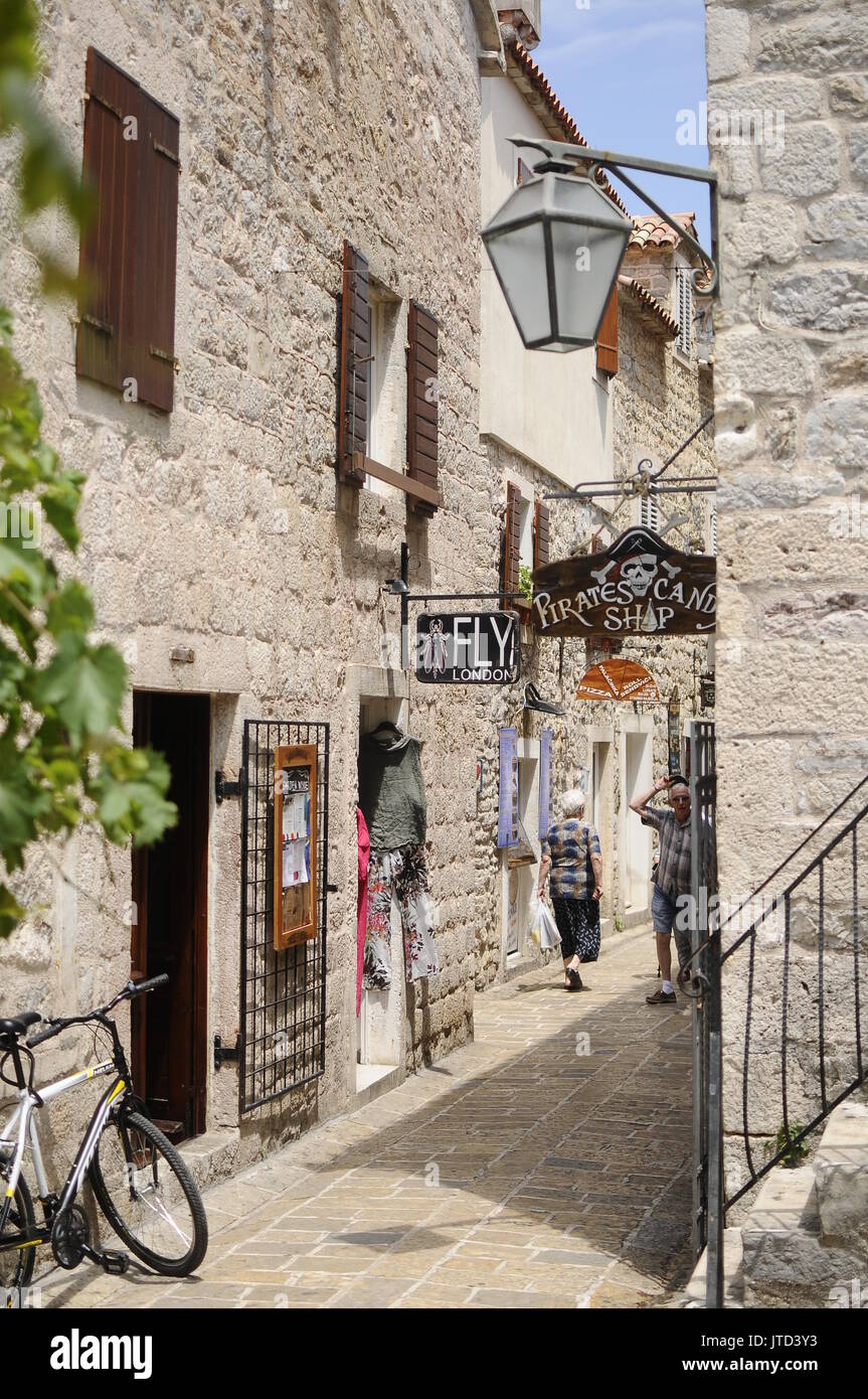 Städtische Szene und städtischen Details in der Stadt Budva in Montenegro. Stockfoto