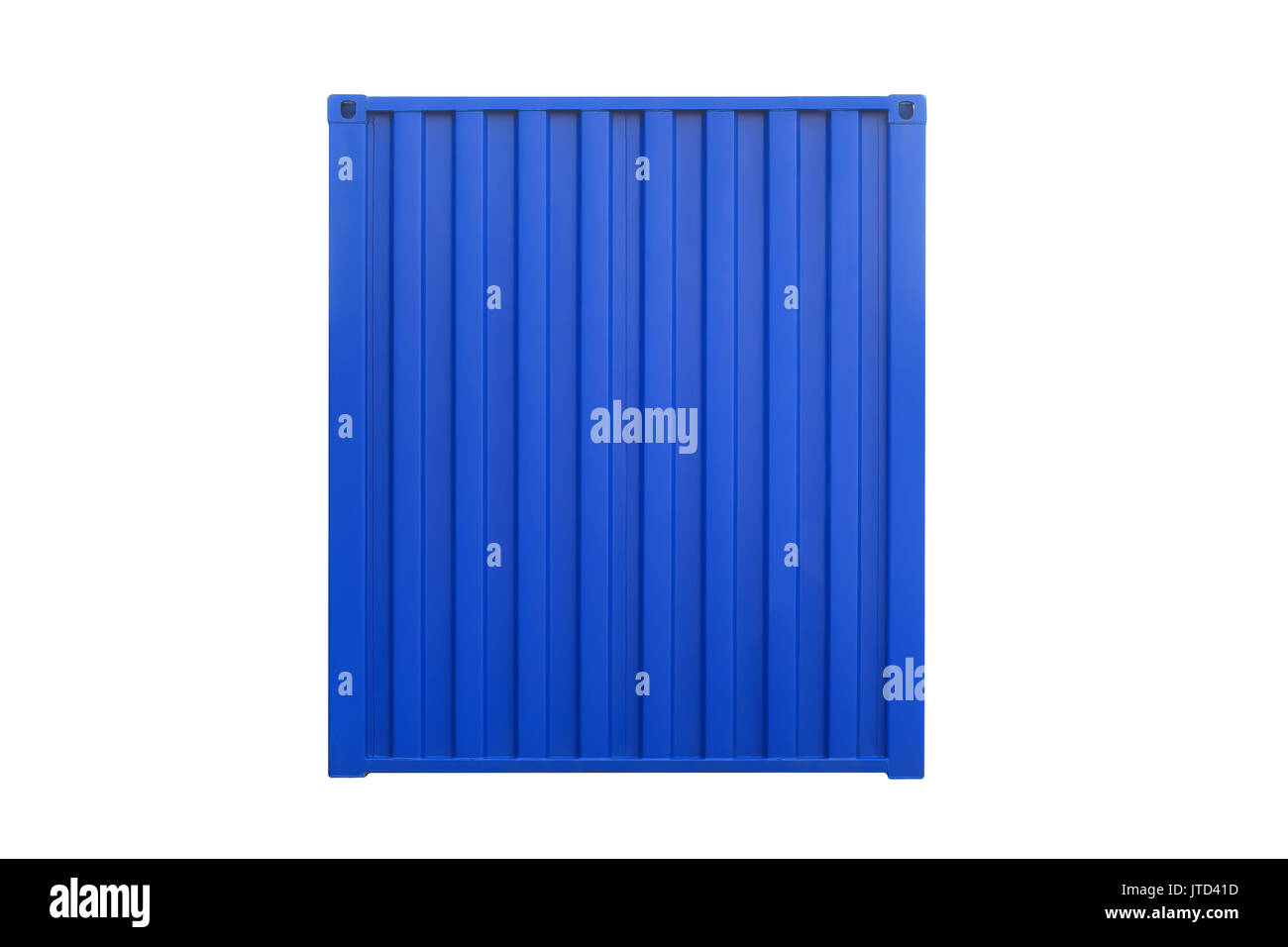 Cargo Container auf weißem Hintergrund. Blaue Seite der Cargo Container. Stockfoto