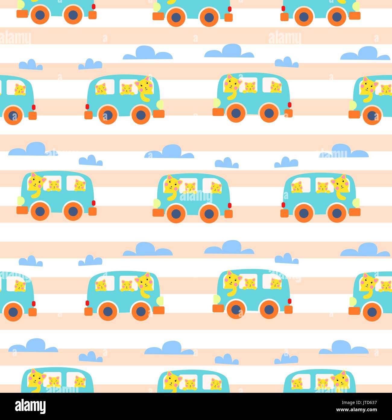 Katze Familie in Hipster van Vector Illustration für Kinder Bekleidung. Stock Vektor