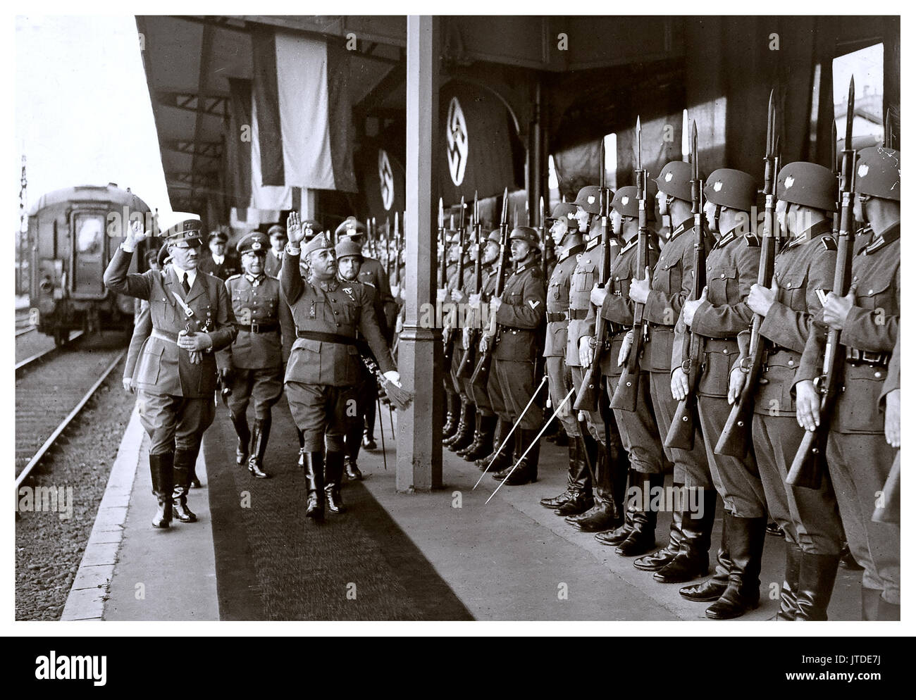 Adolf Hitler und Francisco Franco in Spanien treffen in Gare d'Hendaye im besetzten Frankreich, Oktober 1940 mögliche gemeinsame WW2-Betrieb zu diskutieren Stockfoto