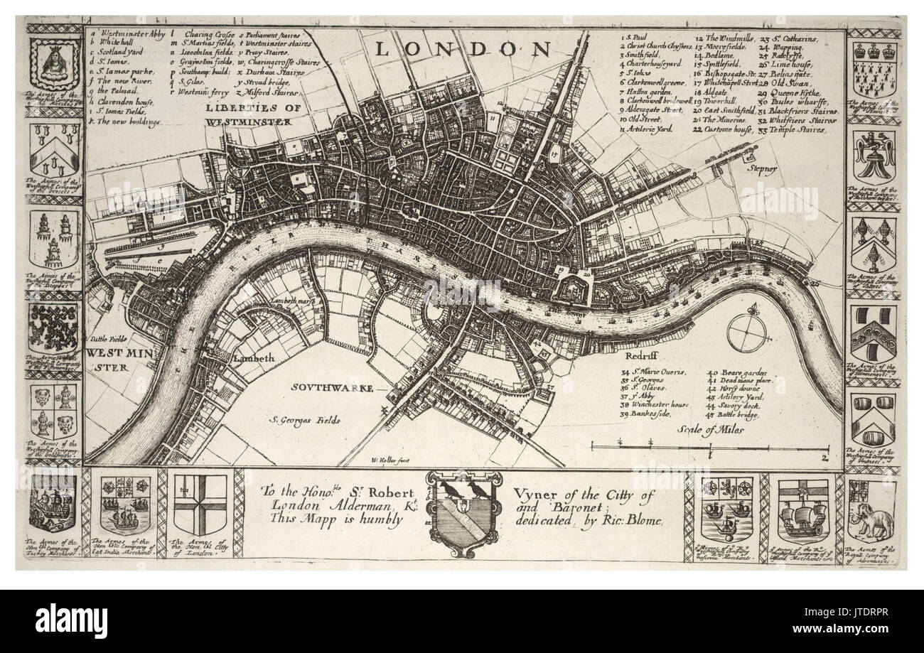 Wenzel Hollar Plan von London vor dem Feuer (Zustand 2) Stockfoto