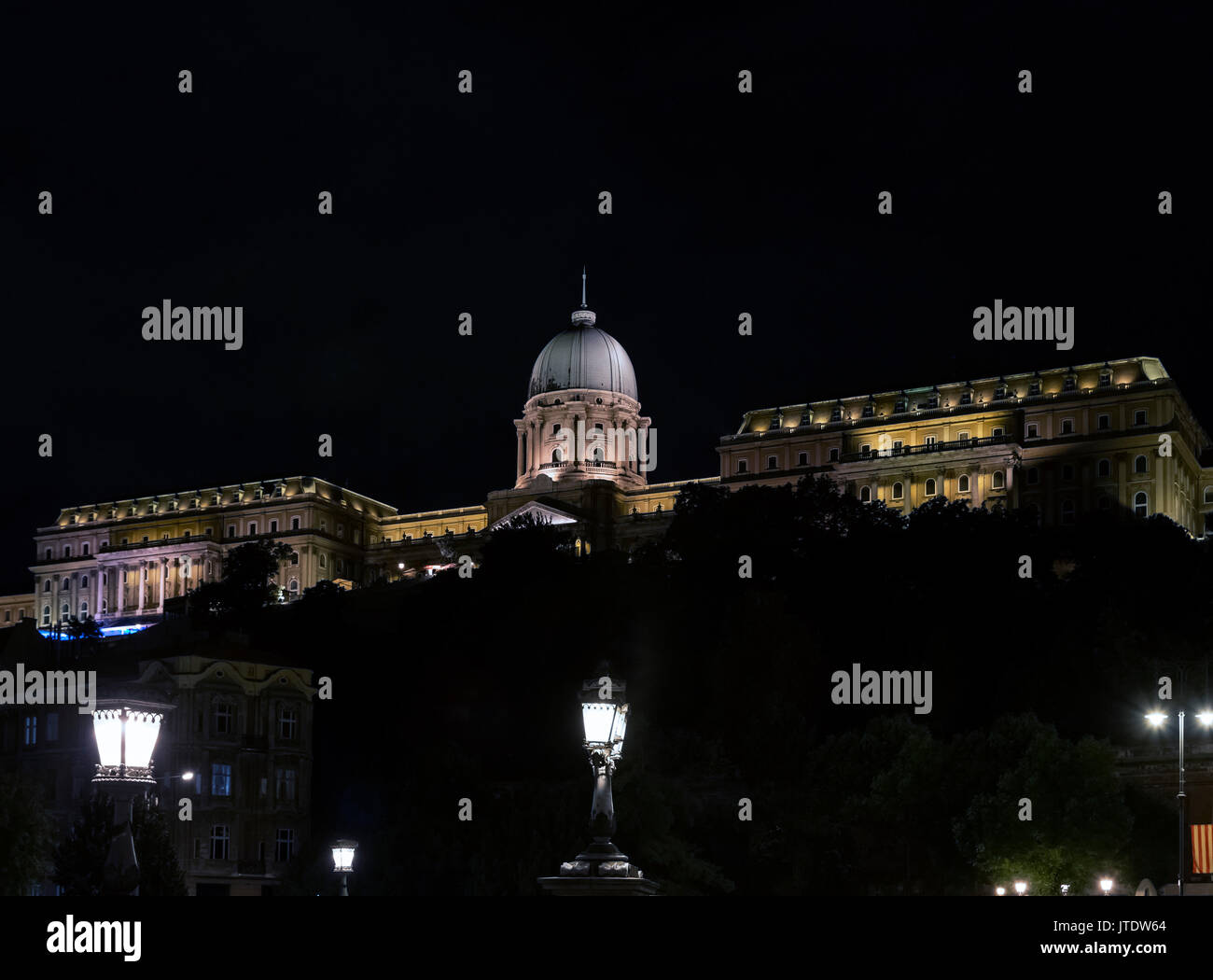 Royal Palace in der Nacht, Castle Hill, Budapest, Ungarn Stockfoto