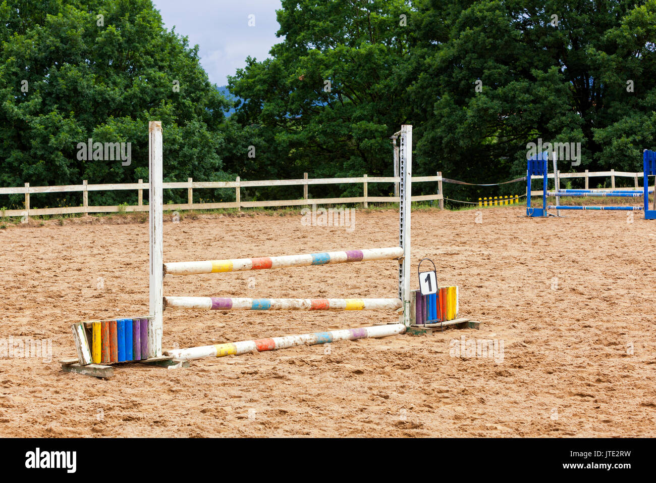 Barriere für Pferd an der Rennstrecke Stockfoto