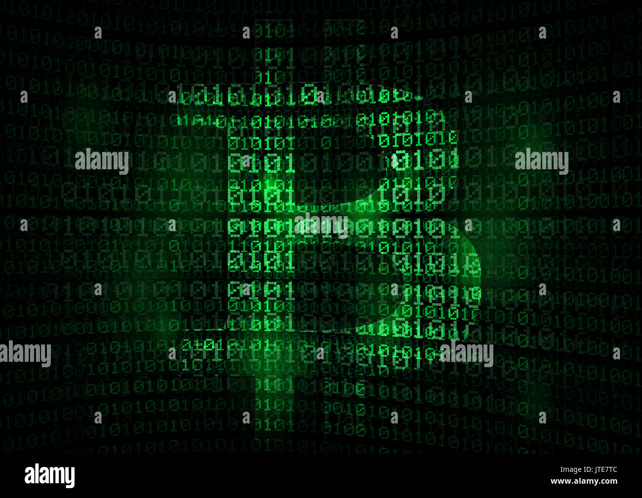 Bitcoin Symbol auf der binäre Code Hintergrund - bitcoin Label Stockfoto