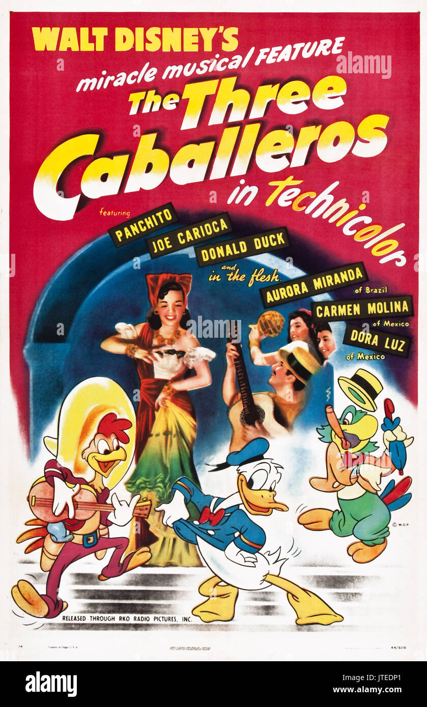 Filmplakat DIE DREI CABALLEROS (1944) Stockfoto