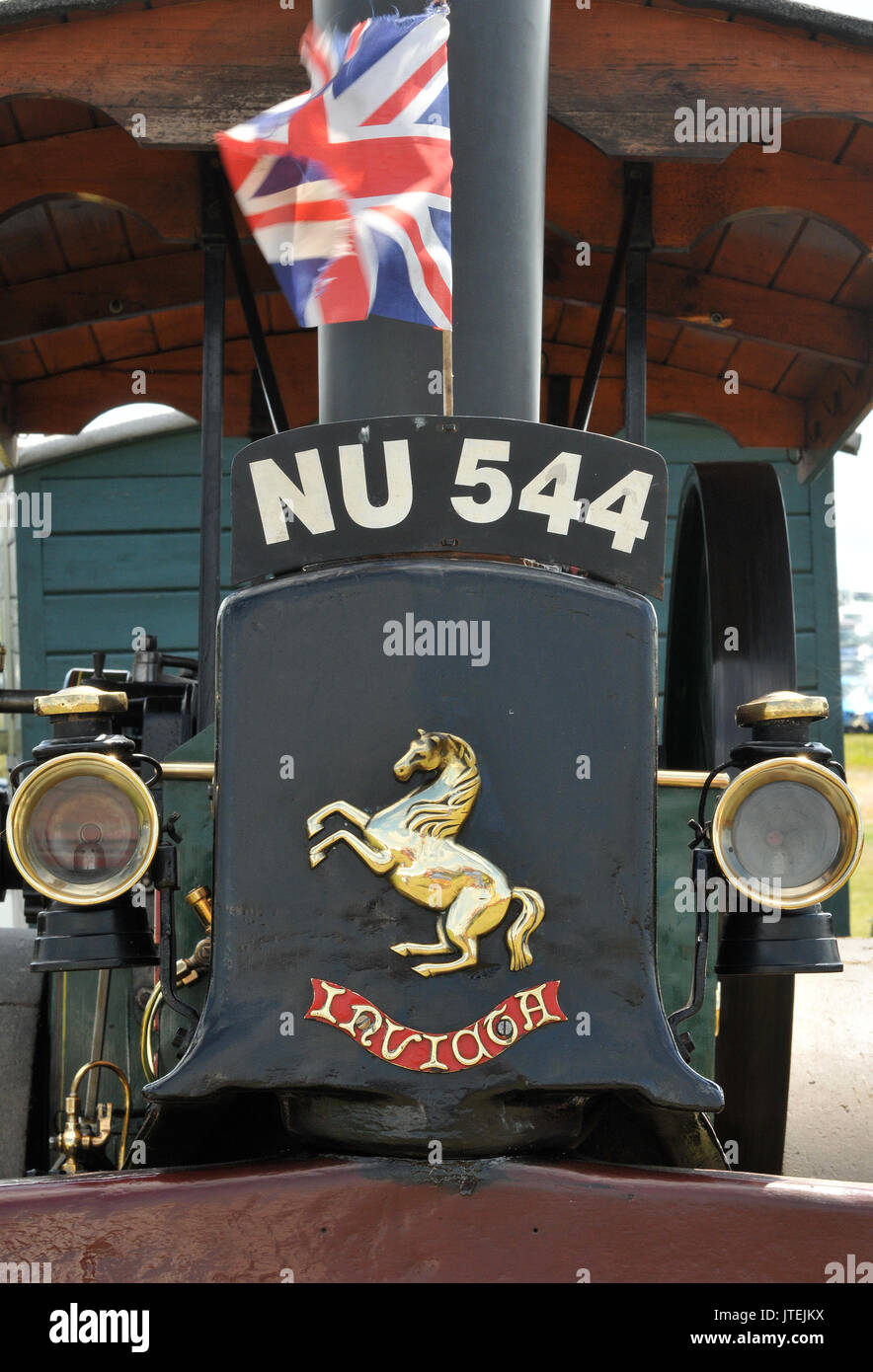 Alte Dampfmaschinen oder Zugmaschinen auf ein Land zeigen auf der Insel Wight vintage restaurierten historischen Fahrzeuge concourse Zustand glänzend Stockfoto