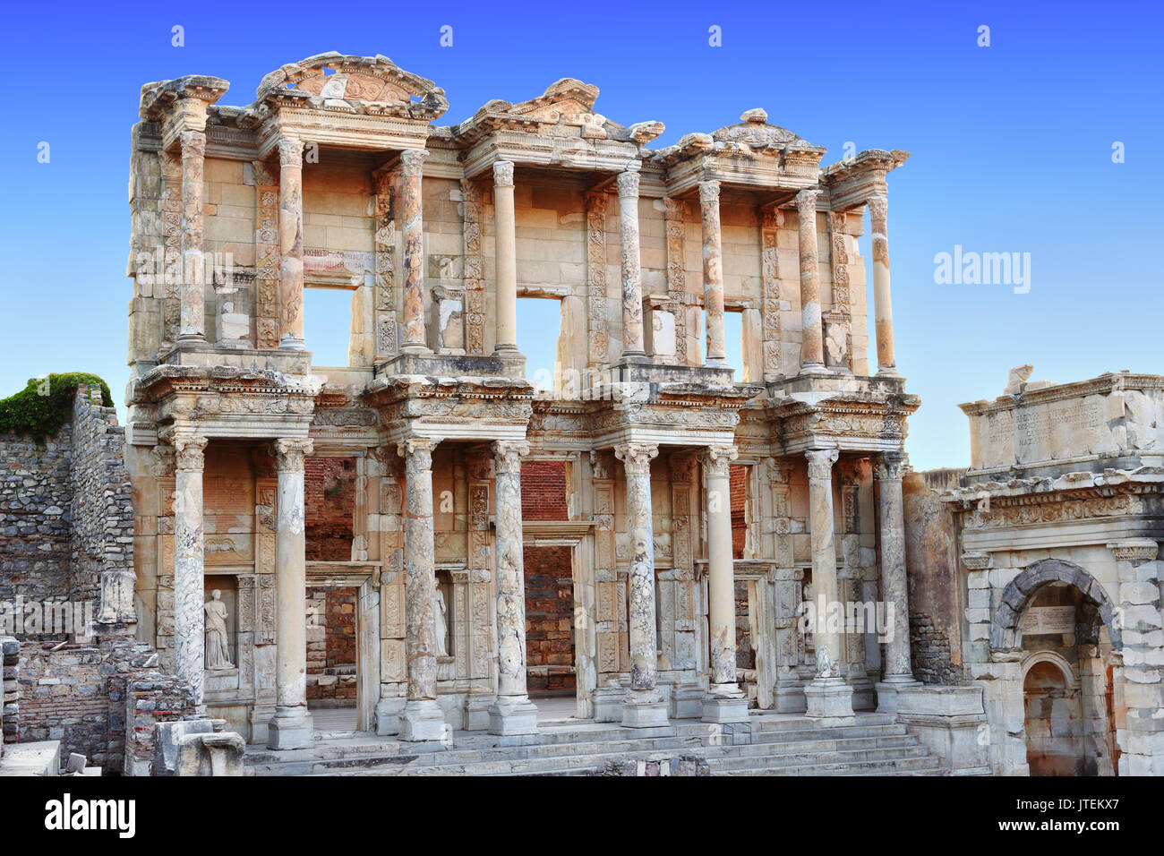 Celsus Bibliothek in Ephesus, Türkei Stockfoto