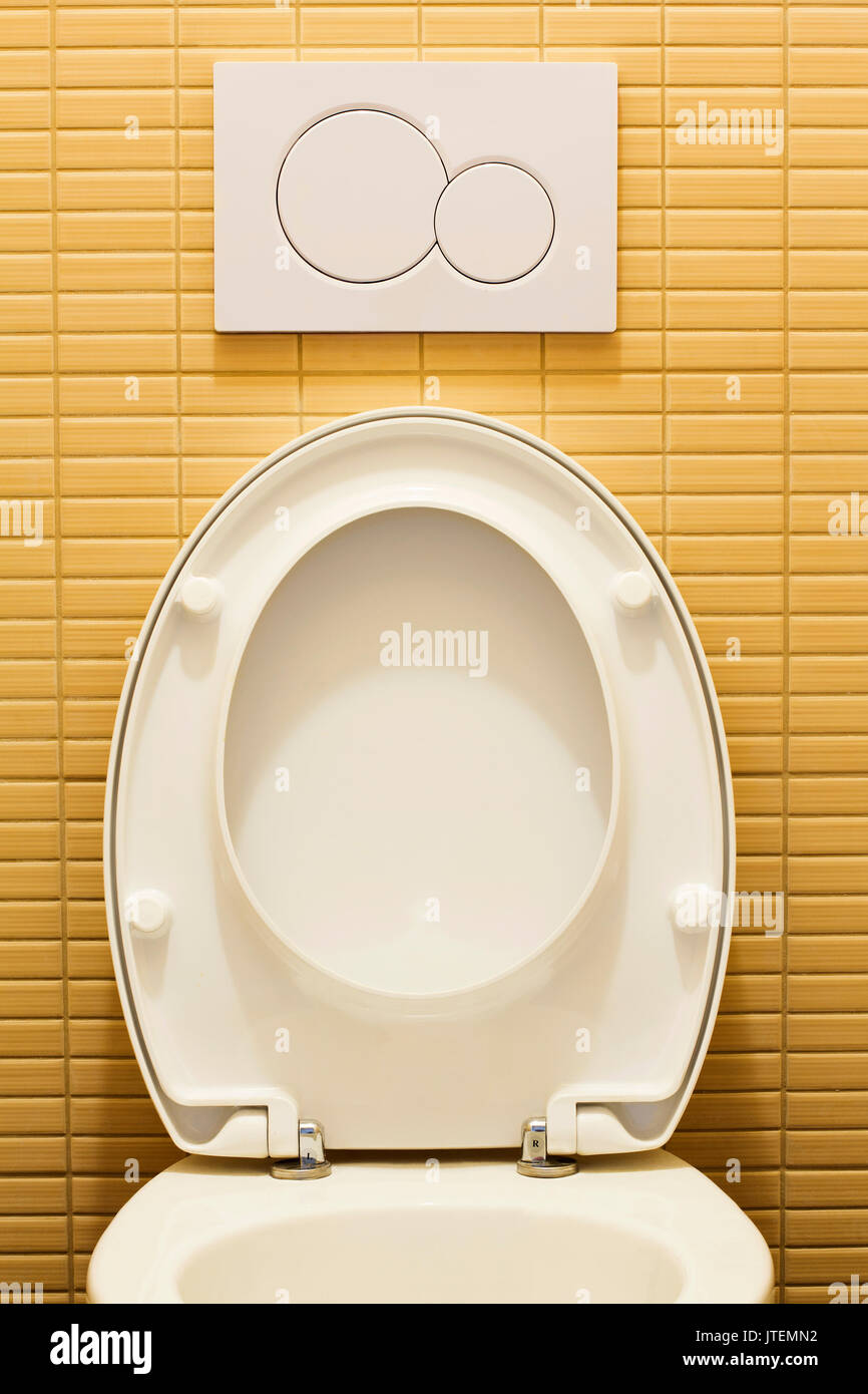 Moderne WC-Raum mit Kunststoff Spülknopf Stockfotografie - Alamy