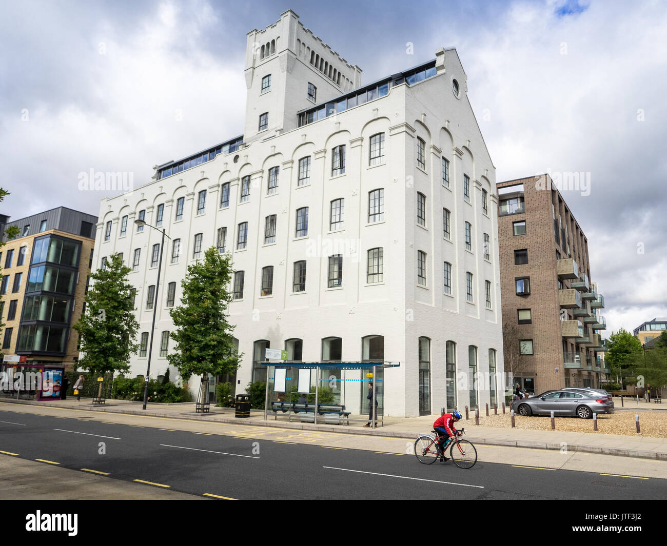 Fördert die Mühle Cambridge CB1 Entwicklung - dem ehemaligen Spillers Mühle in der Nähe von Cambridge Station hat in Wohnungen umgewandelt. Stockfoto