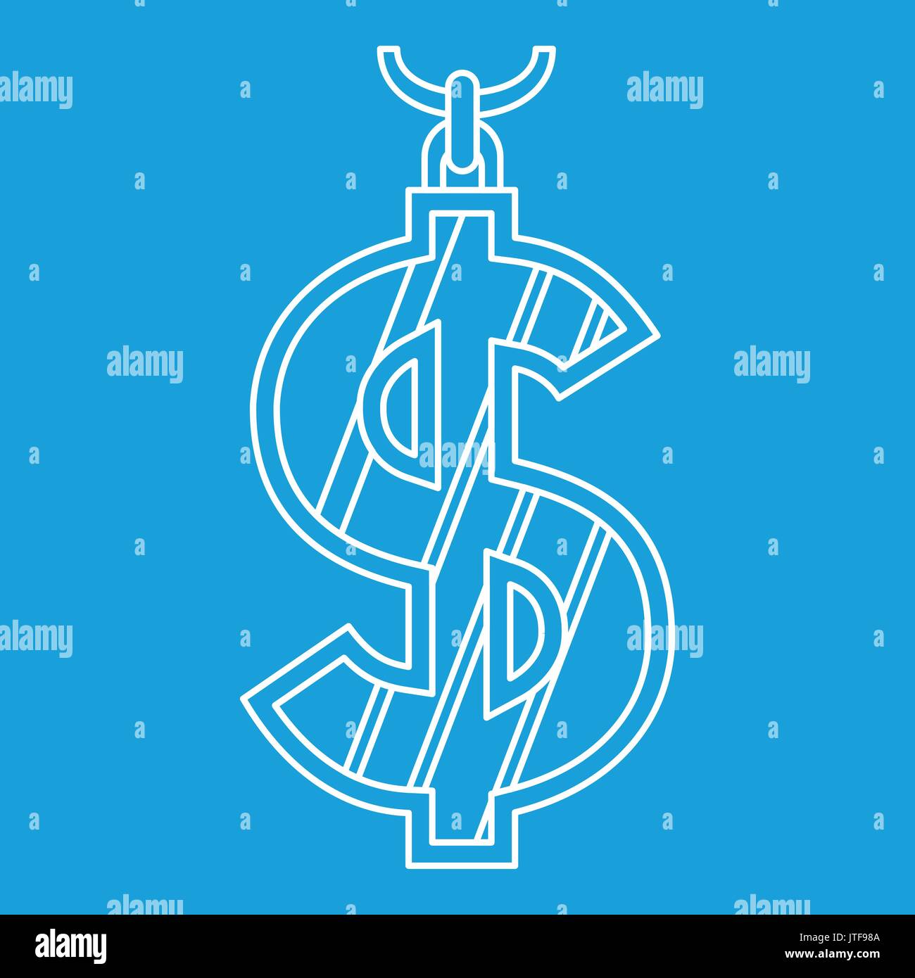 Dollar Symbol, outline Style Stock Vektor