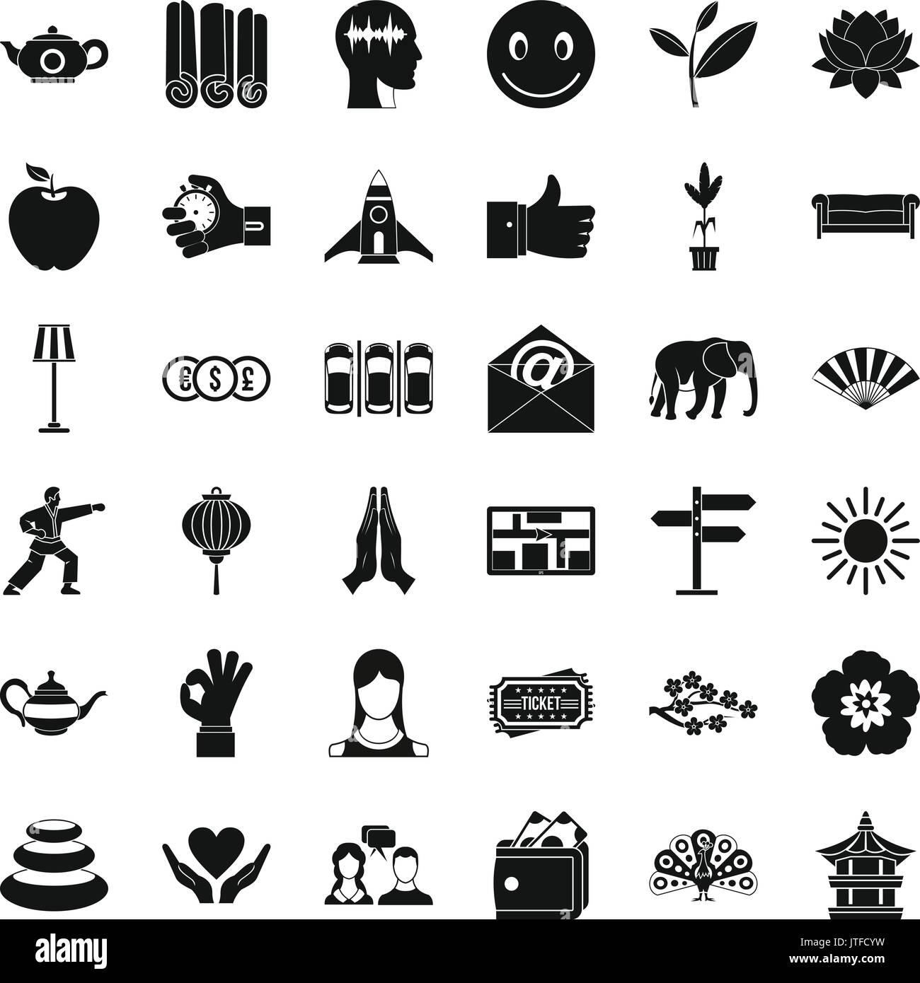 Gesund yoga Symbole gesetzt, einfachen Stil Stock Vektor