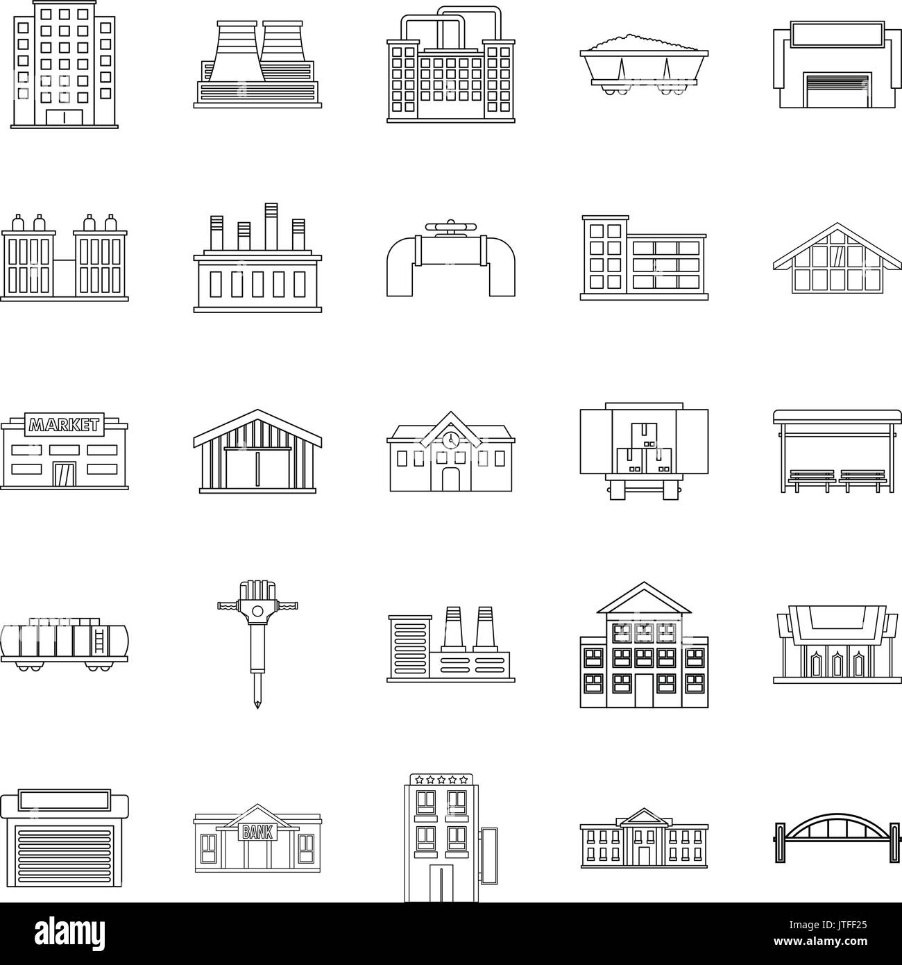 Workpeople Symbole gesetzt, outline Style Stock Vektor