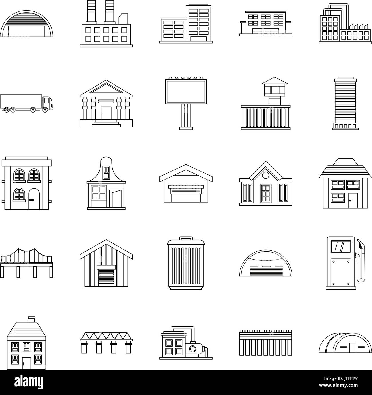 Workpeople Symbole gesetzt, outline Style Stock Vektor