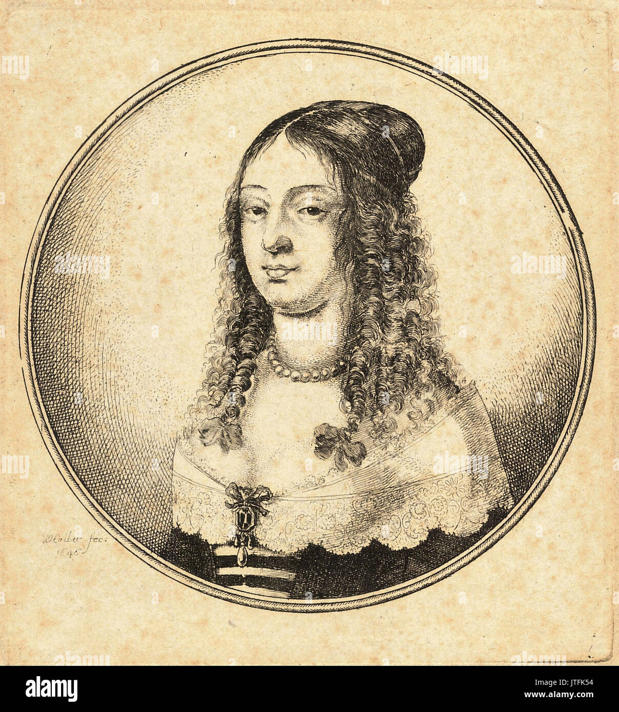 Wenzel Hollar Frau mit Haar in der Mitte zerteilt (Zustand 1) Stockfoto