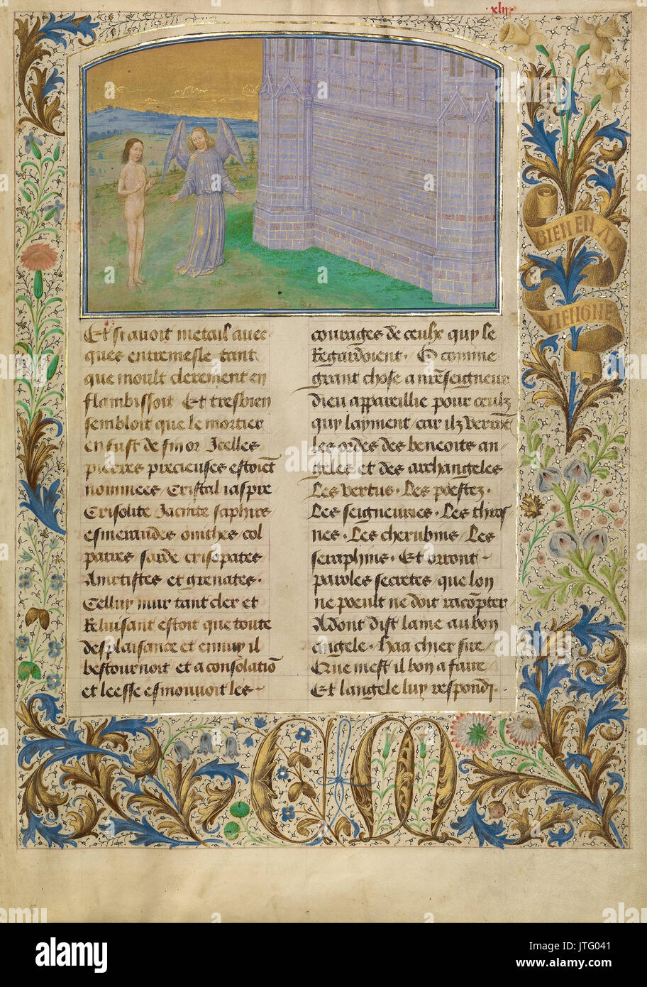 Simon Marmion (Flämisch, Aktiven 1450 1489) Die Mauer von Metallen und Edelsteinen, die Engel und Heiligen Stockfoto