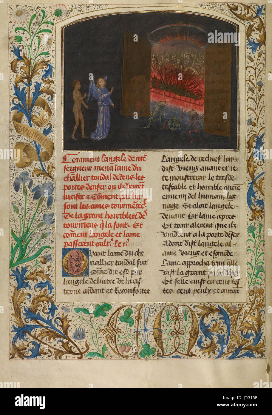 Simon Marmion (Flämisch, Aktiven 1450 1489) die Pforten der Hölle und Luzifer Stockfoto