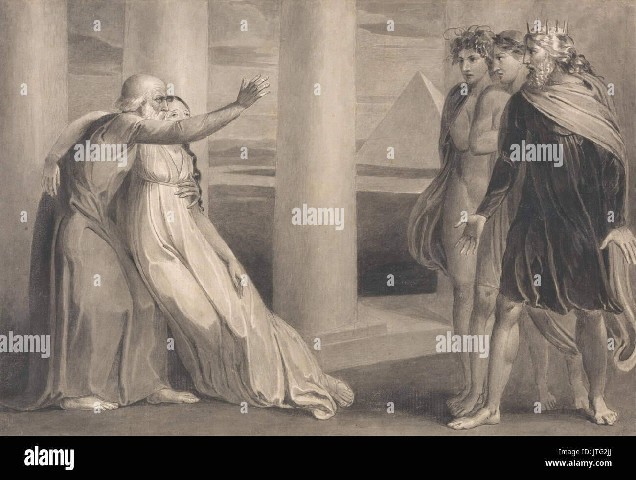 William Blake Tiriel Unterstützung der Sterbenden Myratana und Fluchend seine Söhne Stockfoto