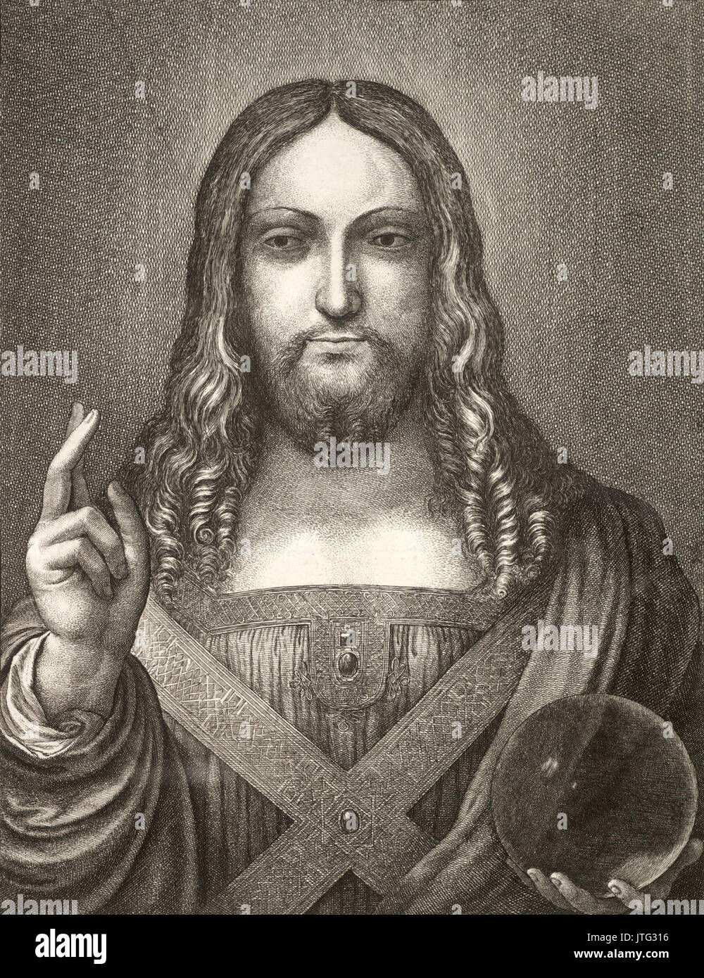Wenzel Hollar Jesus nach Leonardo (Zustand 1) 7/8 Stockfoto