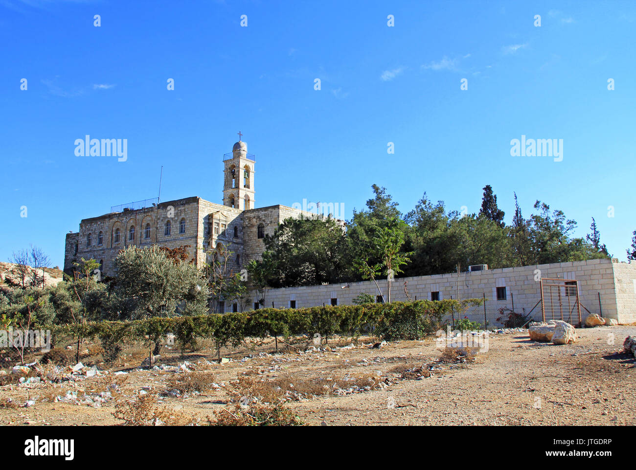 Historische Mar Elias von Ramat Rachel. Eine griechisch-orthodoxe Kloster zwischen Jerusalem und Bethlehem, Israel. Stockfoto