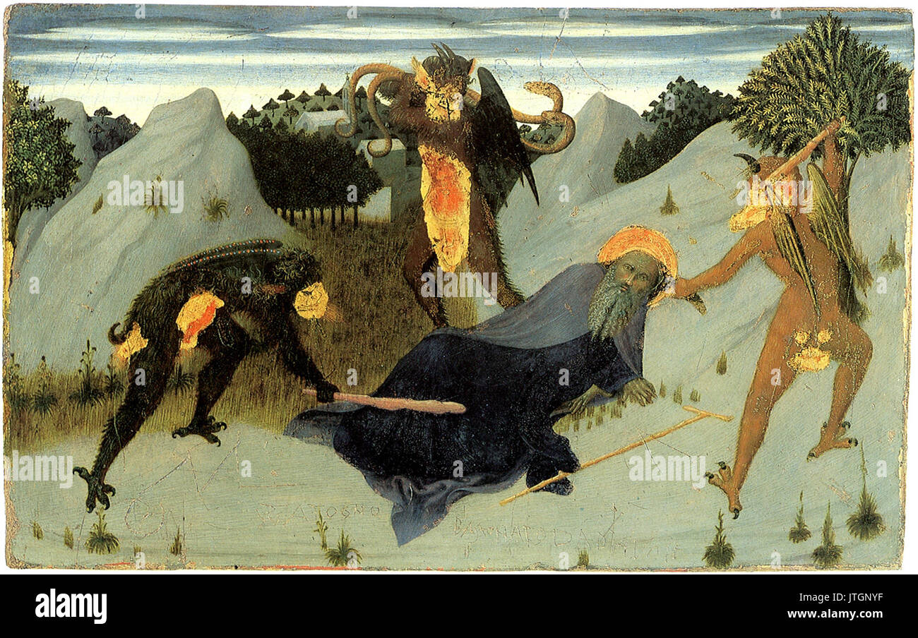 Sankt Antonius geschlagen von den Devils Sassetta Siena Pinakothek Stockfoto