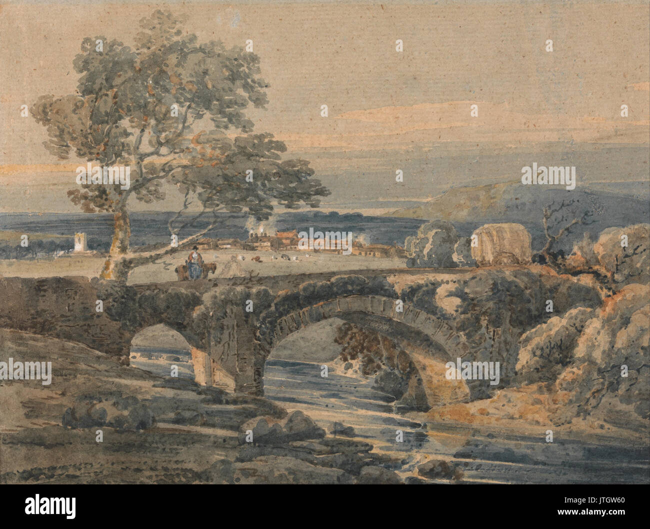 Thomas Girtin die Alte Brücke in Devon Stockfoto