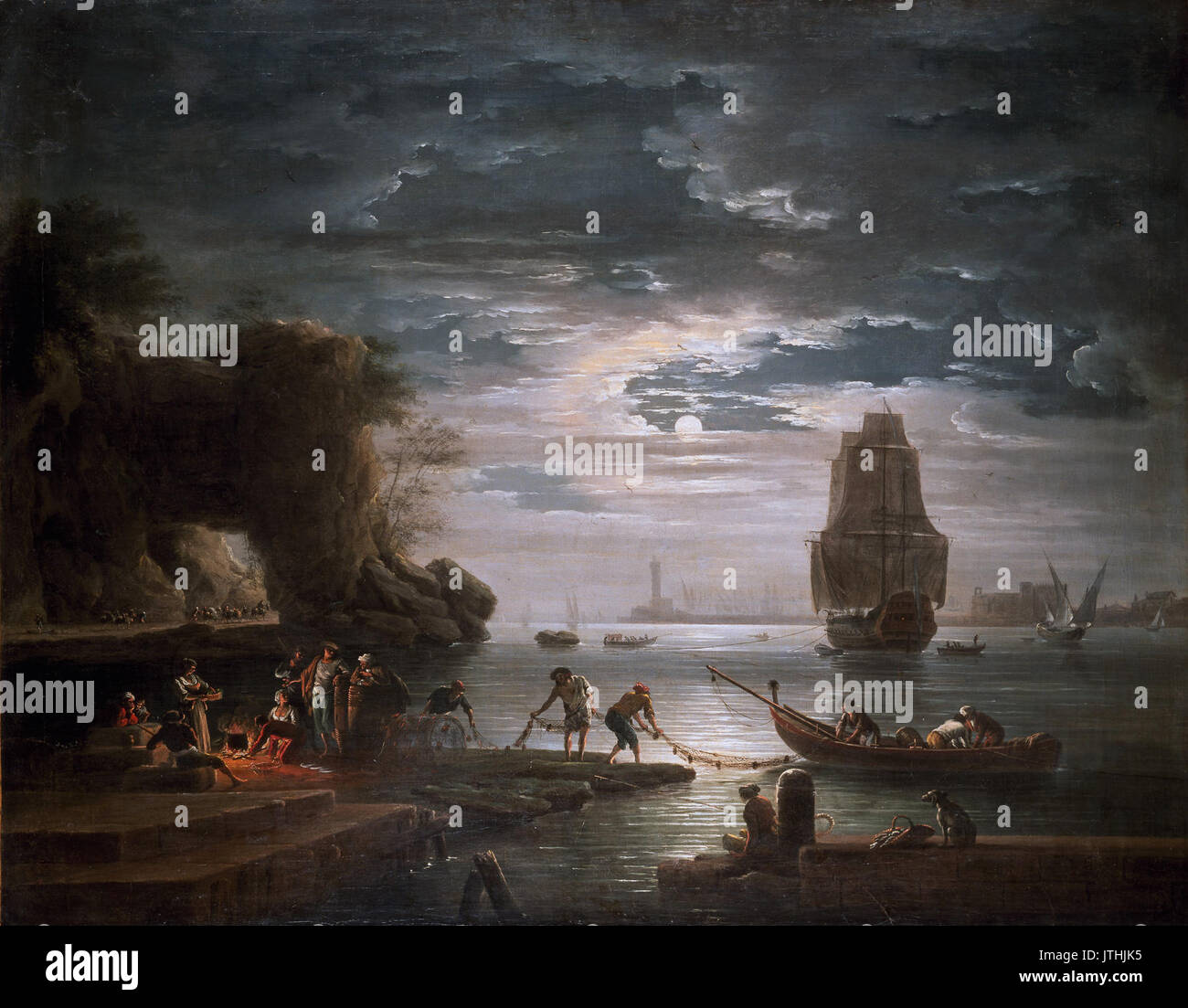 Vernet, Claude Joseph Nacht 18. c Stockfoto