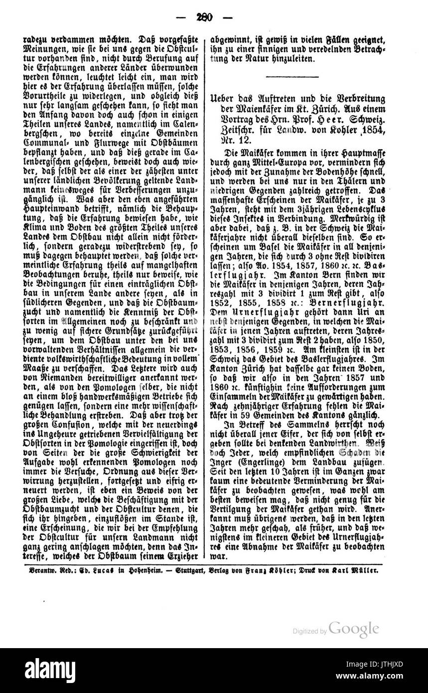Pomologische Monatshefte, Band 1, Ausgabe 280, ist eine periodische Publikation, die sich mit der Pomologie, dem Studium von Früchten und dem Anbau von Früchten befasst. Diese Ausgabe setzt die Untersuchung der Obstbautechniken und Gartenbautrends fort. Stockfoto