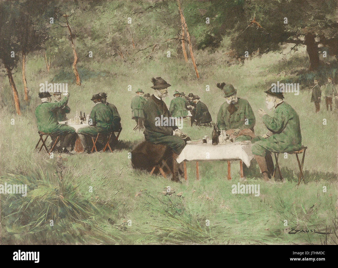 Wilhelm Gause Kaiser Franz Joseph beim Jagd Picknick Stockfoto
