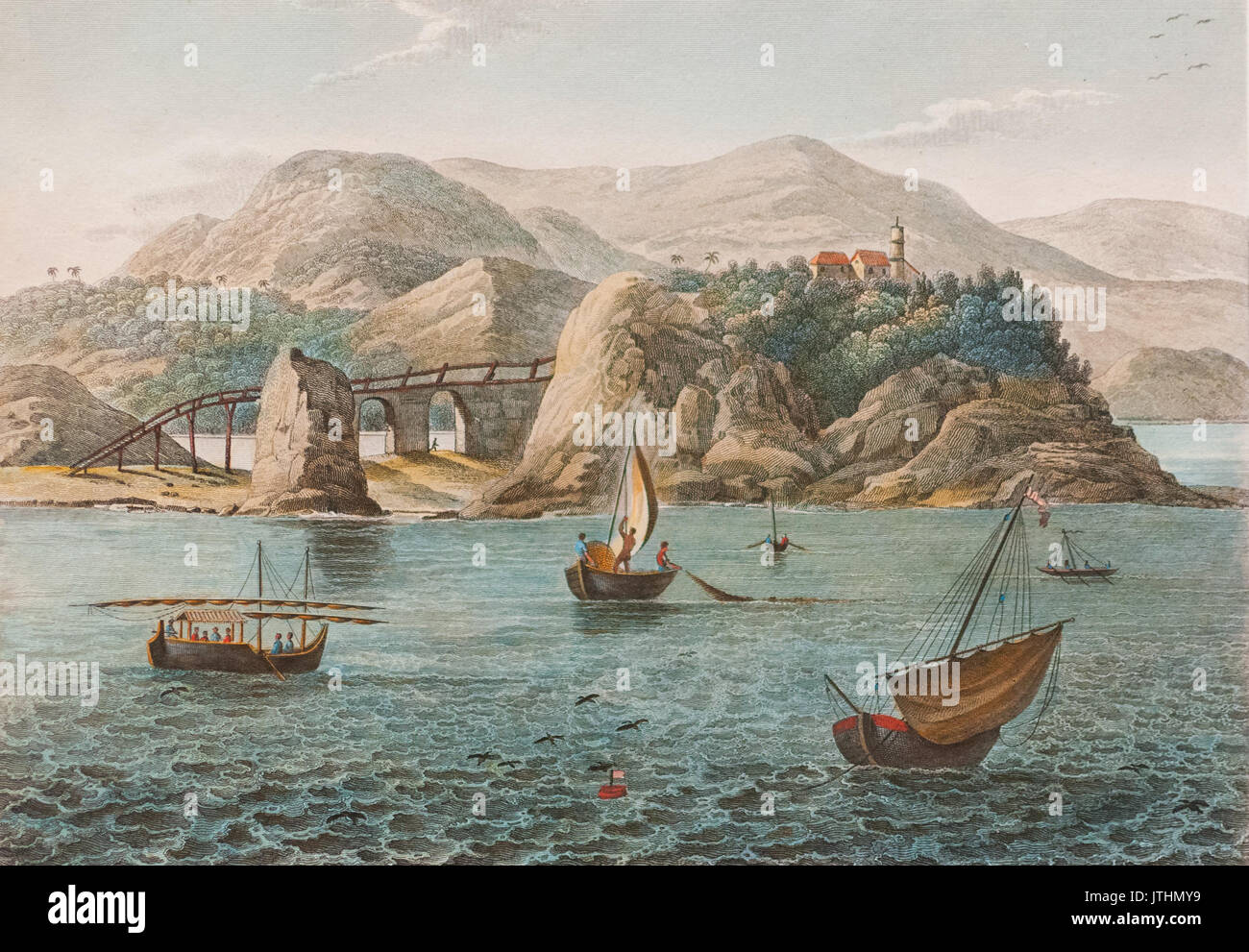 Vue de Notre Dame de Bon Voyage (Rio de Janeiro) von Jacques Etienne Victor Arago 1790 1850 Stockfoto