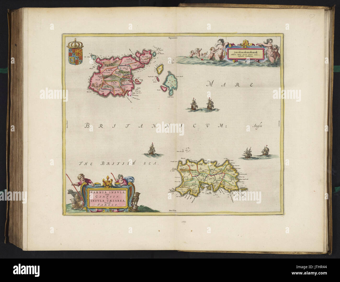 Sarnia Insula et Insula Caesarea von Blaeu 1665 Stockfoto