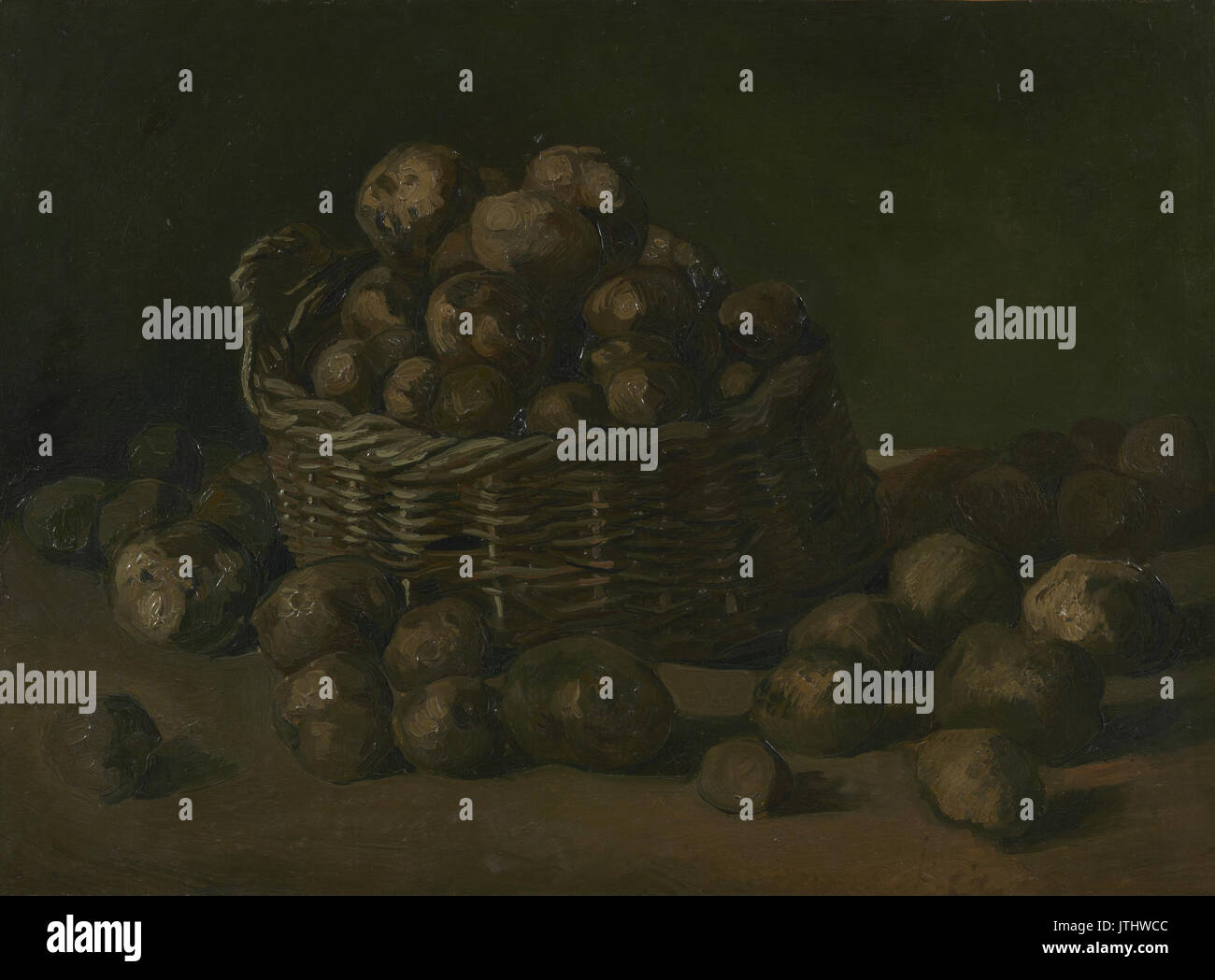 Ein Gemälde mit dem Titel „Mand Met Aardappels“ („Kartoffelkorb“) aus dem Jahr 1962, das im Van Gogh Museum ausgestellt wurde und ein Arrangement von Kartoffeln in einem Korb zeigt, das die Einfachheit und Liebe zum Detail widerspiegelt, die für Van Goghs Werke typisch sind. Stockfoto