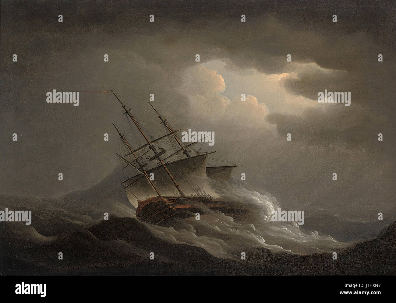 Nicholas Pocock A Fregatte Krängung in einem Offshore-Sturm Stockfoto