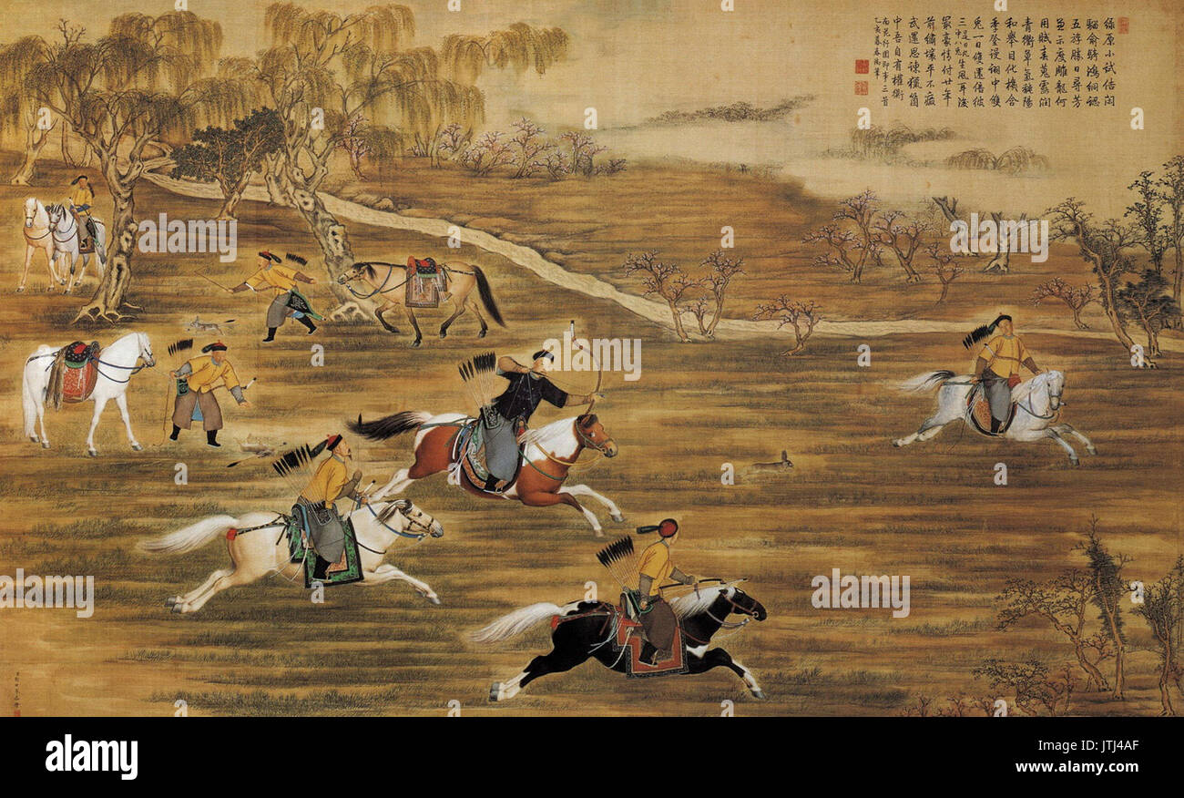 Der Qianlong Kaiser Jagd auf Hase Stockfoto