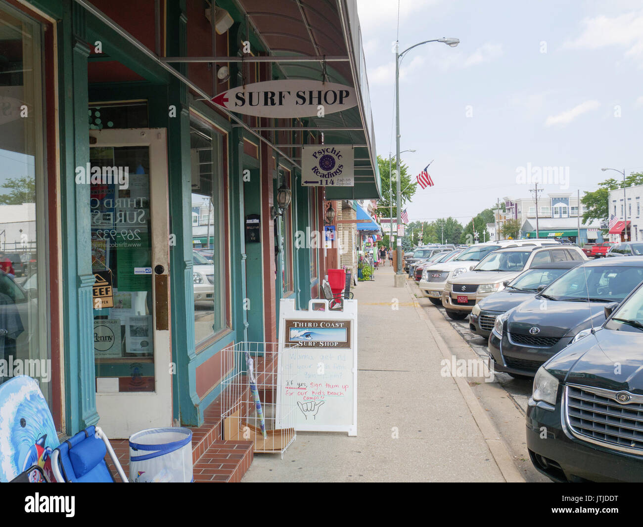 Surf Shop, New Buffalo, Michigan. Stockfoto