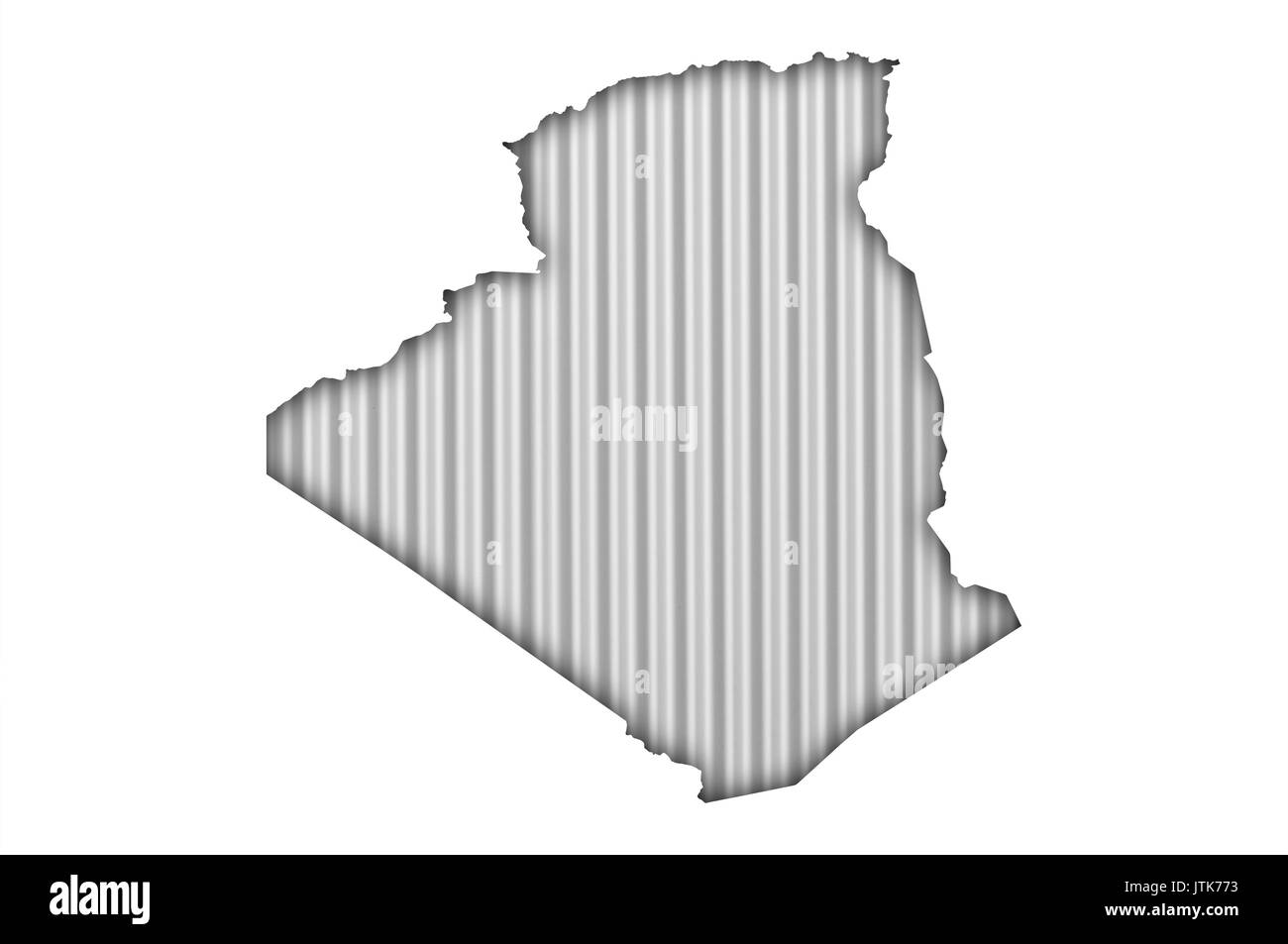 Karte von Algerien auf Wellblech Stockfoto