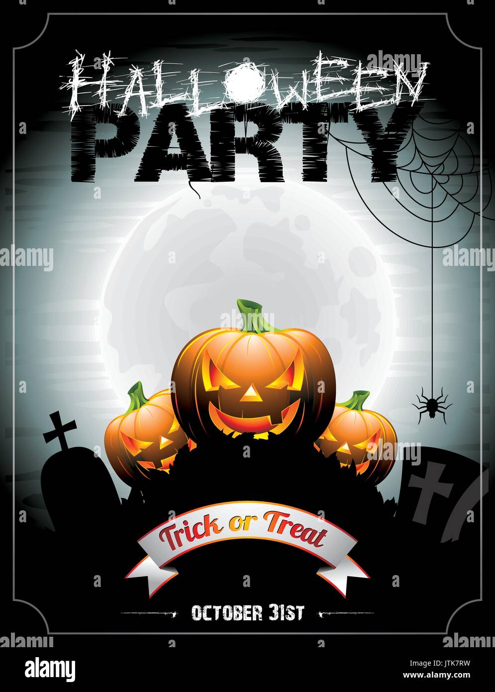 Vector Illustration auf eine Halloween Party Theme mit Kürbissen. EPS 10 Abbildung. Stock Vektor