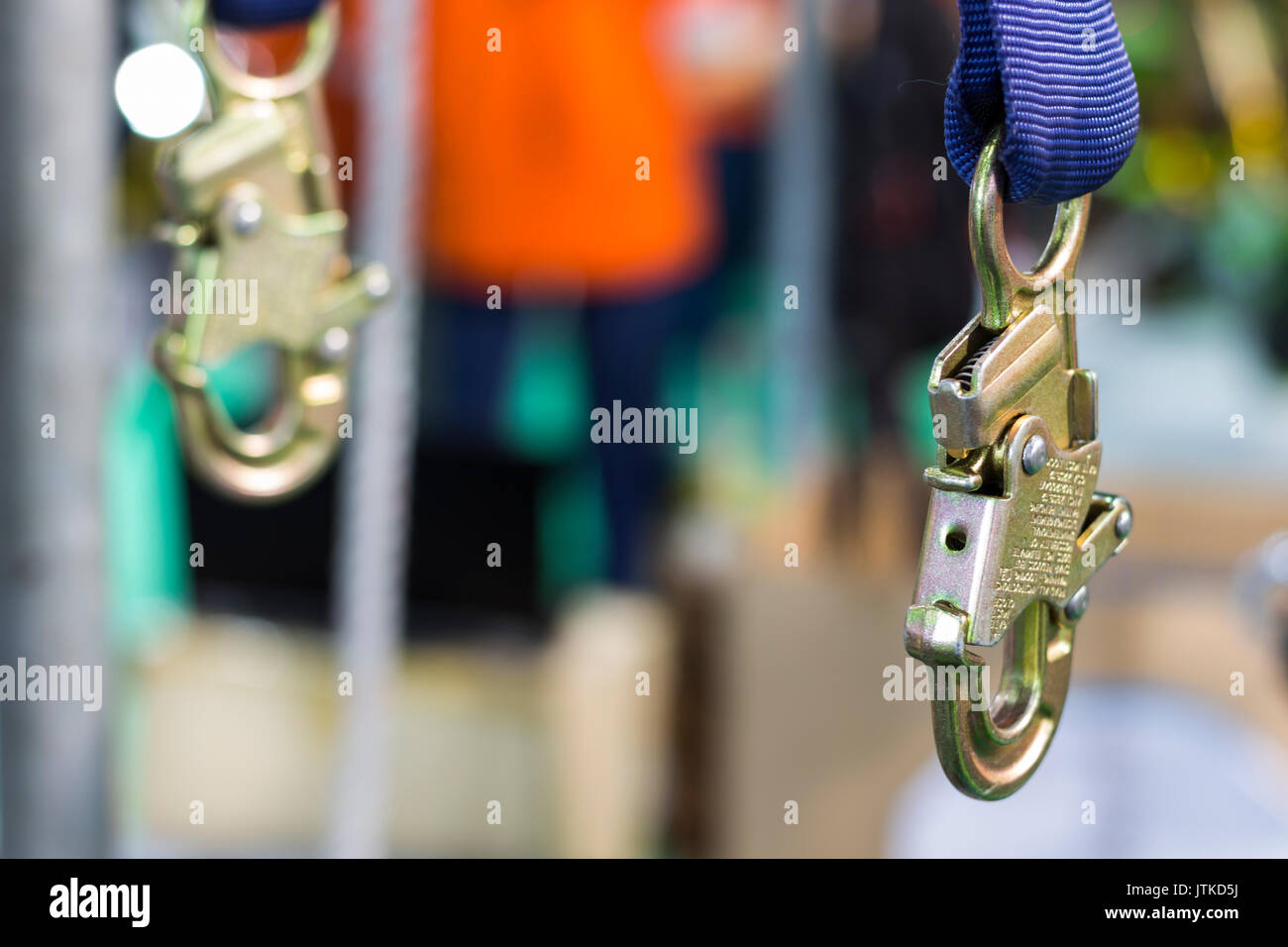 Karabiner für Klettergurt; Quick Release; Close up Stockfoto