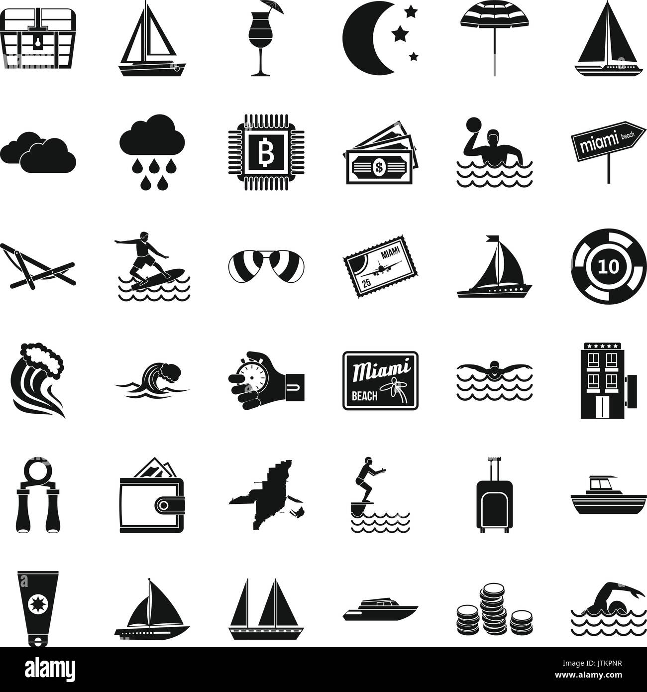 Regenwasser Symbole gesetzt, einfachen Stil Stock Vektor