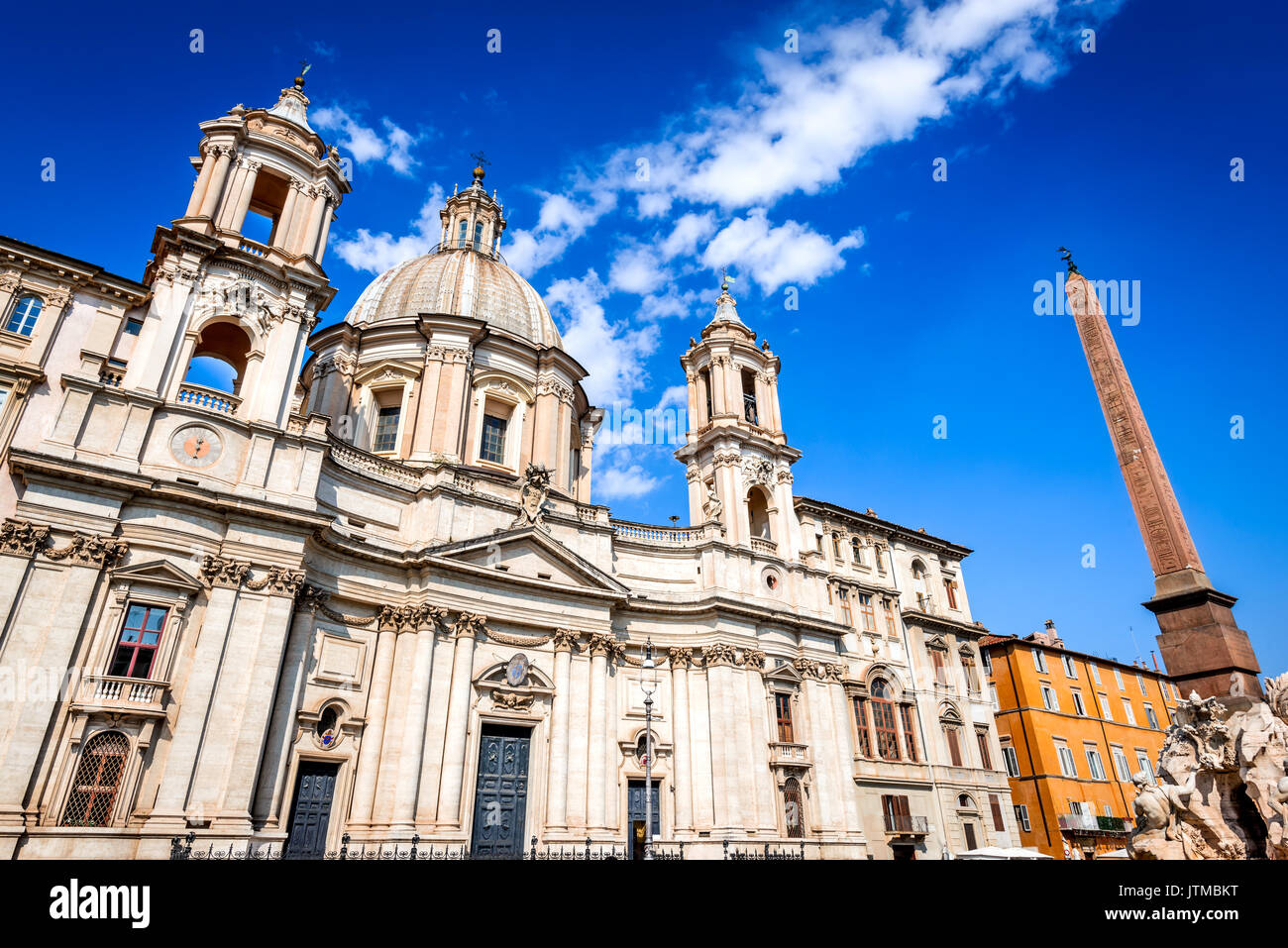 Rom, Italien, Piazza Navona mit dem berühmten Ägyptischen Obelisk italienische Renaissance Kultur. Stockfoto