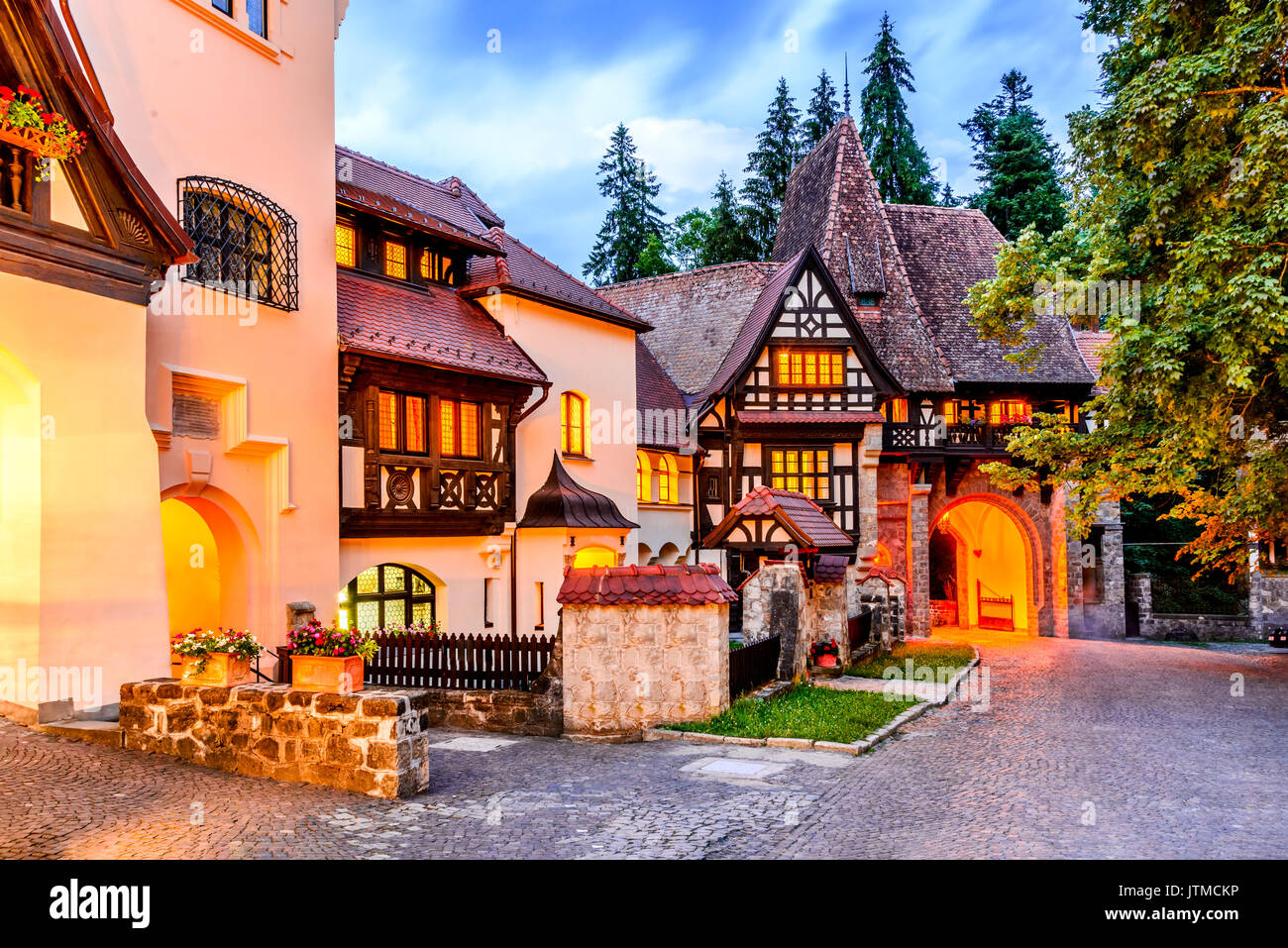 Sinaia, Rumänien. typische Architektur mit deutschen Einfluss in der Stadt von den Karpaten. Stockfoto