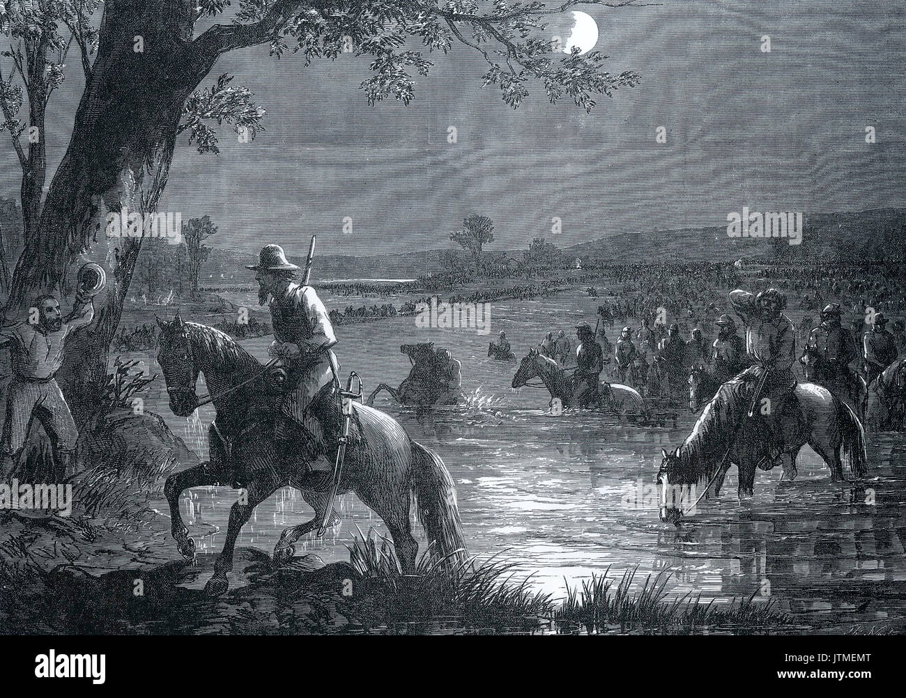 Amerikanischer Bürgerkrieg, Robert E. Lee's Armee über den Potomac in der Nacht Rückzug nach der Schlacht von Antietam, 17. September 1862 Stockfoto