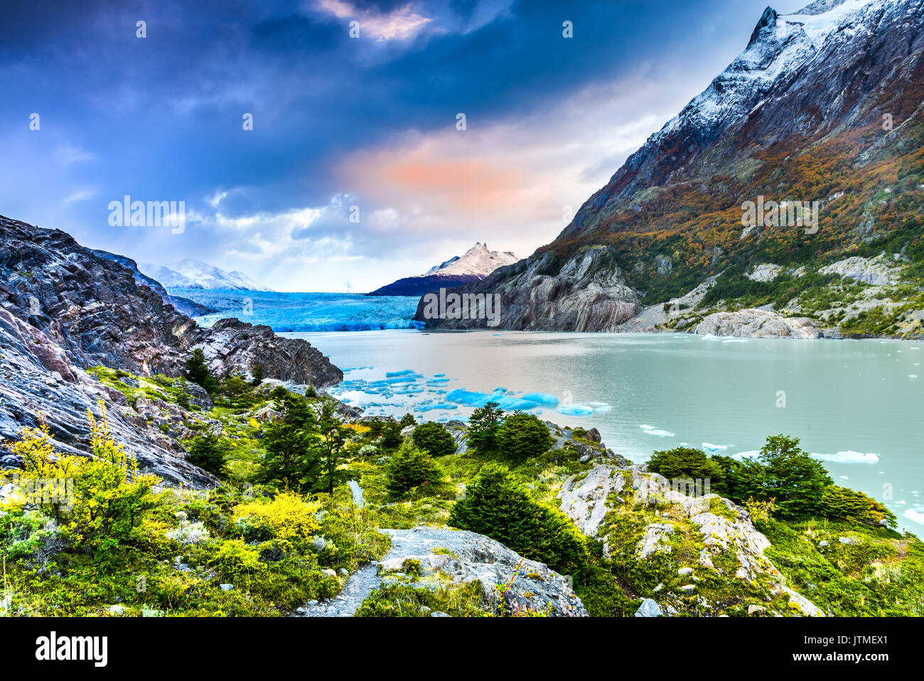 Patagonien, Chile - Grey Gletscher ist ein Gletscher in der südlichen patagonischen Eisfeld auf Cordillera del Paine Stockfoto