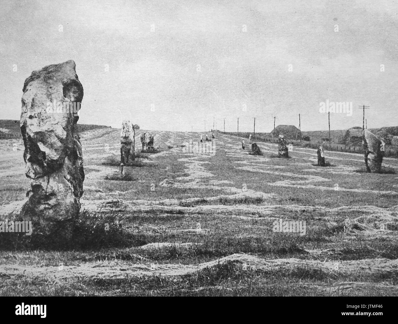 Das Standing Stone Avenue in der Nähe von Avebury Marlborough 1940 Stockfoto