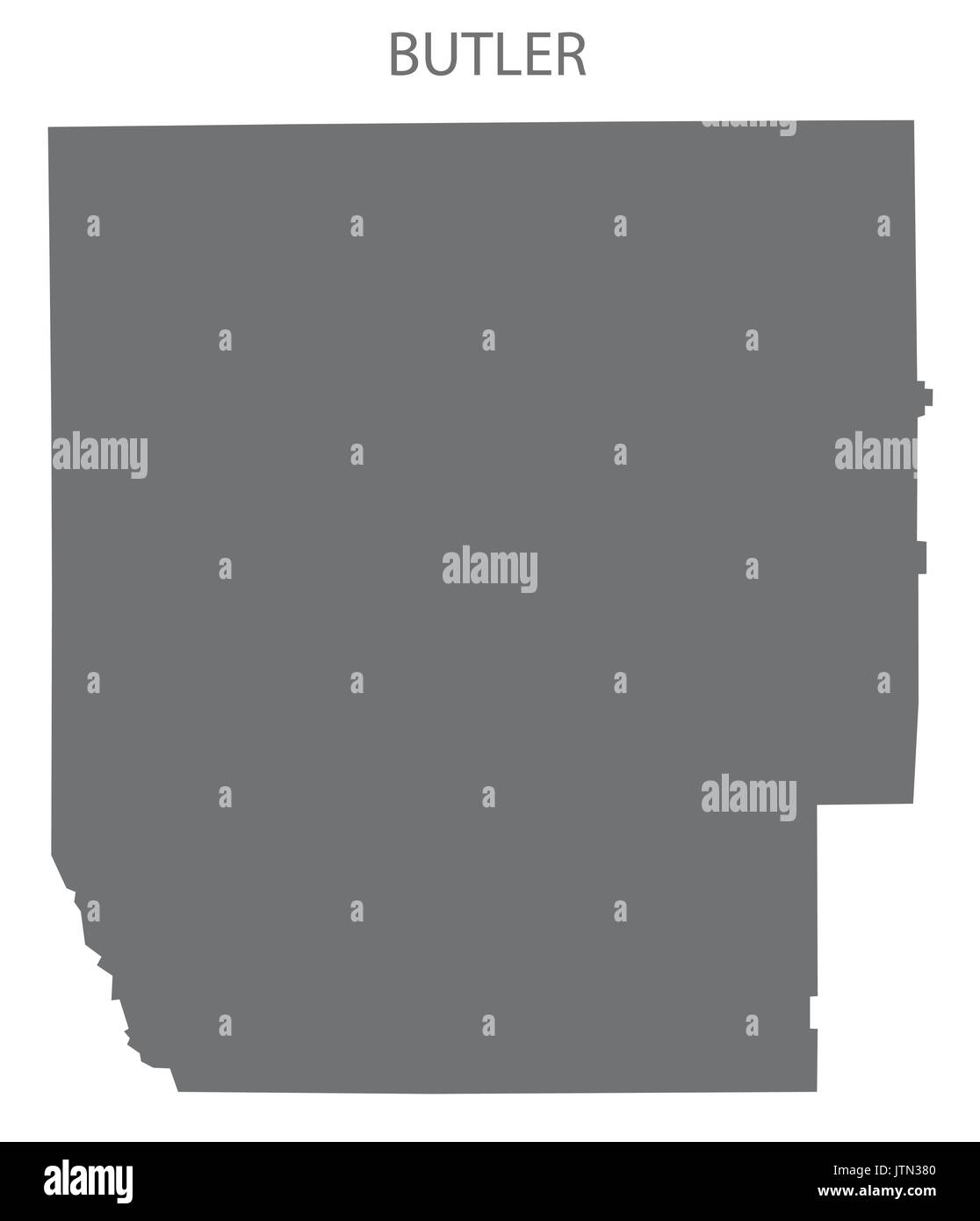 Butler County Karte von Alabama USA Grau Abbildung Silhouette Stock Vektor