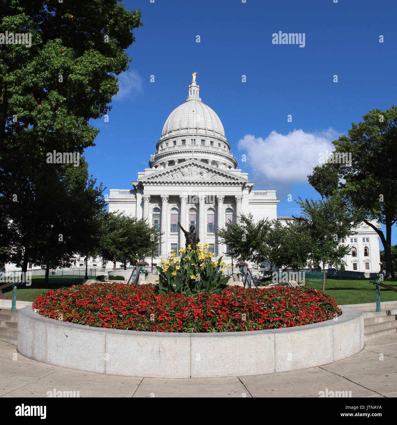 Wisconsin State Capitol Building, National Historic Landmark. Madison, Wisconsin, USA. Quadratische Komposition. Stockfoto