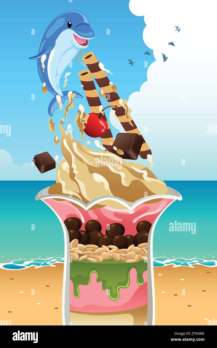 Ein Vektor Illustration von Eisbecher Sommer Poster Stock Vektor