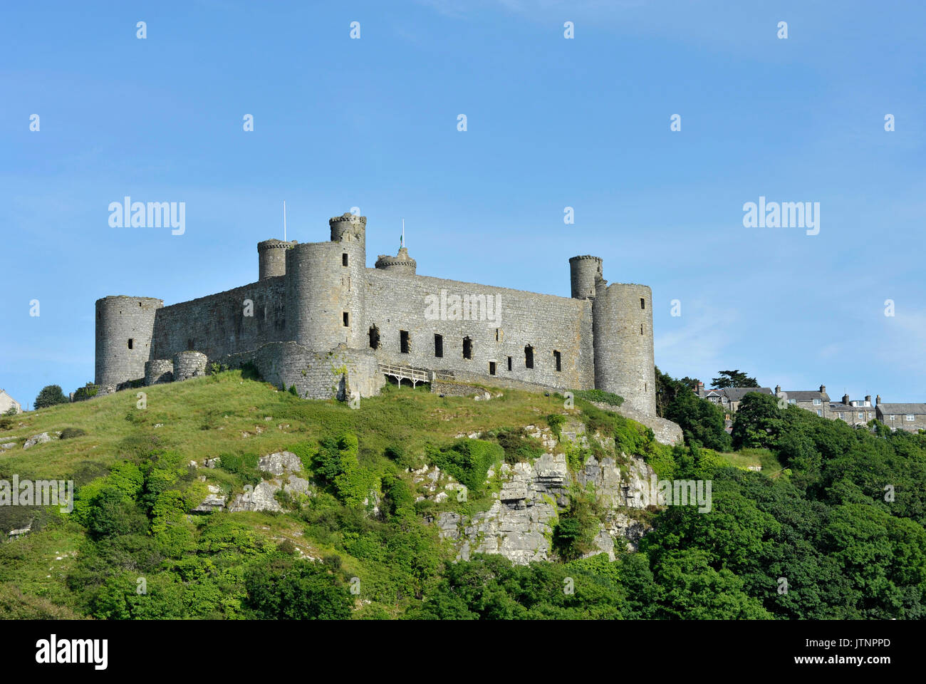 Harlech Castle in Gwynedd, Wales, eine mittelalterliche Burg, im 13. Jahrhundert von Edward ich während seiner Invasion von Wales. Stockfoto