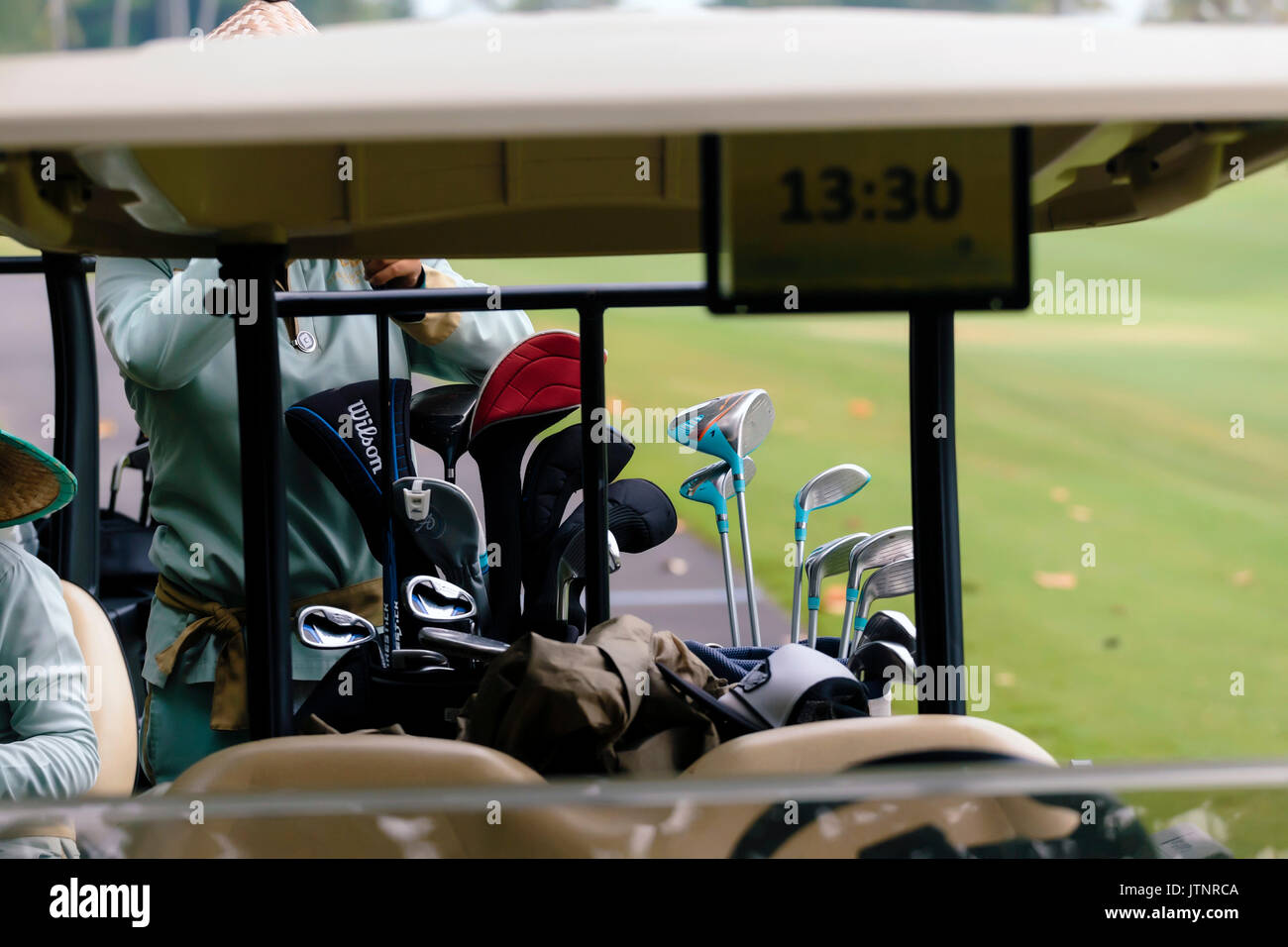 Golfschläger im Golf Bag, Bali, Indonesien Stockfoto