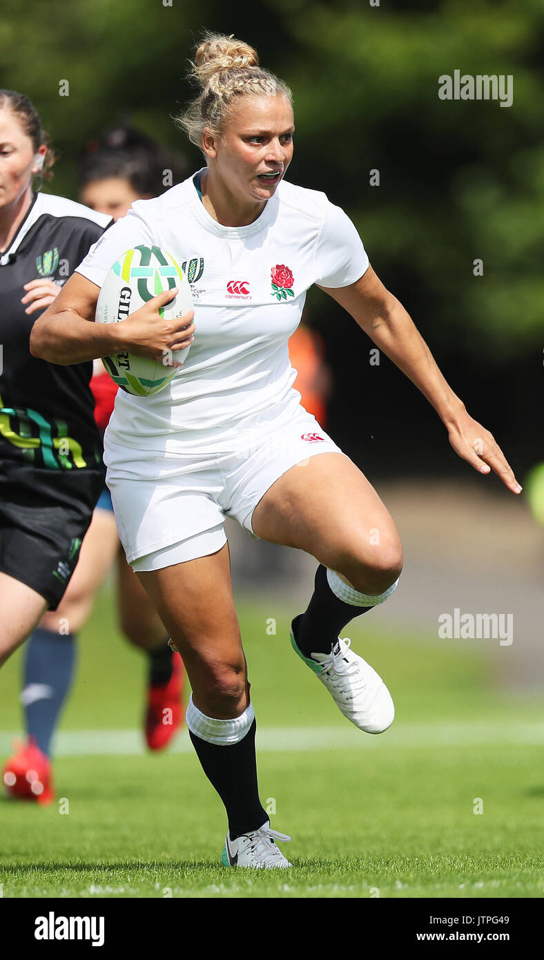 Der englische Kay Wilson während der Rugby-Weltmeisterschaft der Frauen 2017, Spiel am Pool B beim UCD Bowl in Dublin. DRÜCKEN SIE VERBANDSFOTO. Bilddatum: Mittwoch, 9. August 2017. Siehe PA Story RUGBYU England Women. Das Foto sollte lauten: Brian Lawless/PA Wire. . Stockfoto