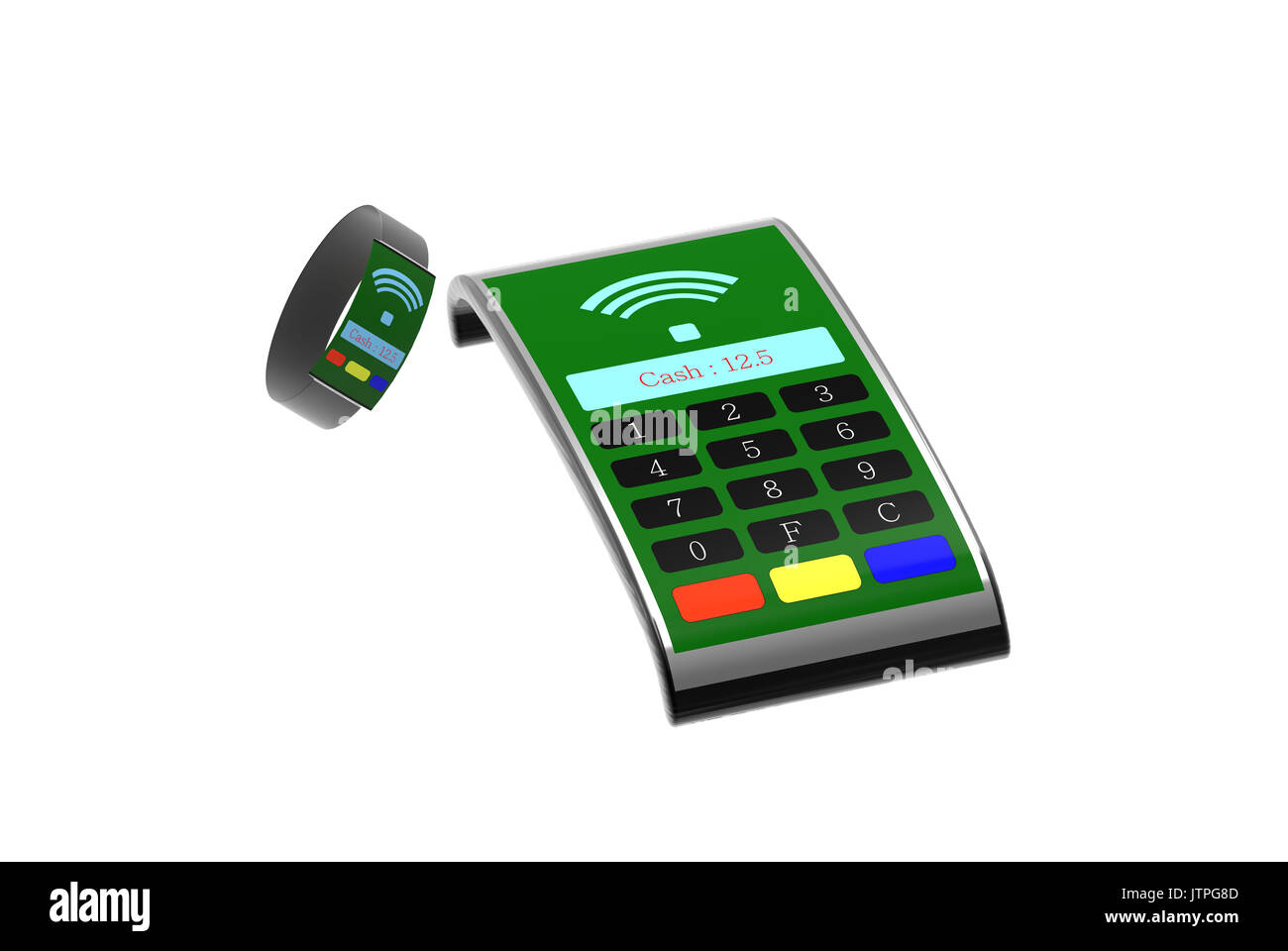 Der mPos-Maschine für die Kunden bezahlen mit NFC-Technologie Stockfoto